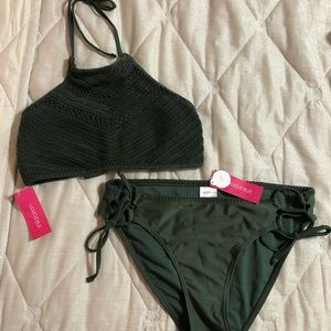 Olive green two piece swim suit